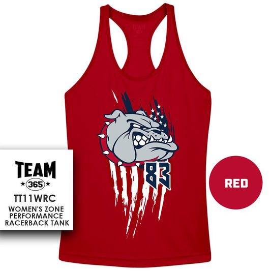 USA THEMED - Performance Women’s Racerback T - MULTIPLE COLORS AVAILABLE - Maumelle Bulldogs Baseball - 83Swag