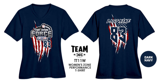 USA THEMED - WOMEN'S Performance T-Shirt - Front & Back Print - CBU Fort Myers Force - 83Swag