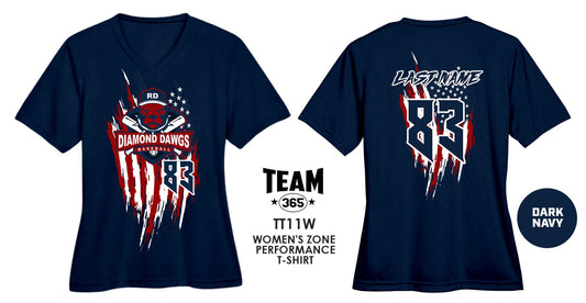 USA THEMED - WOMEN'S Performance T-Shirt - Front & Back Print - Diamond Dawgs - 83Swag