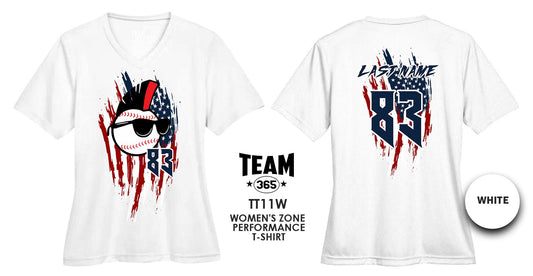 USA THEMED - WOMEN'S Performance T-Shirt - Front & Back Print - Screwballs Baseball - 83Swag