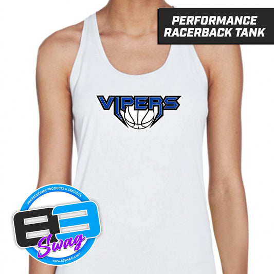 VIPERS Basketball - White - Women's Zone Performance Racerback Tank - 83Swag