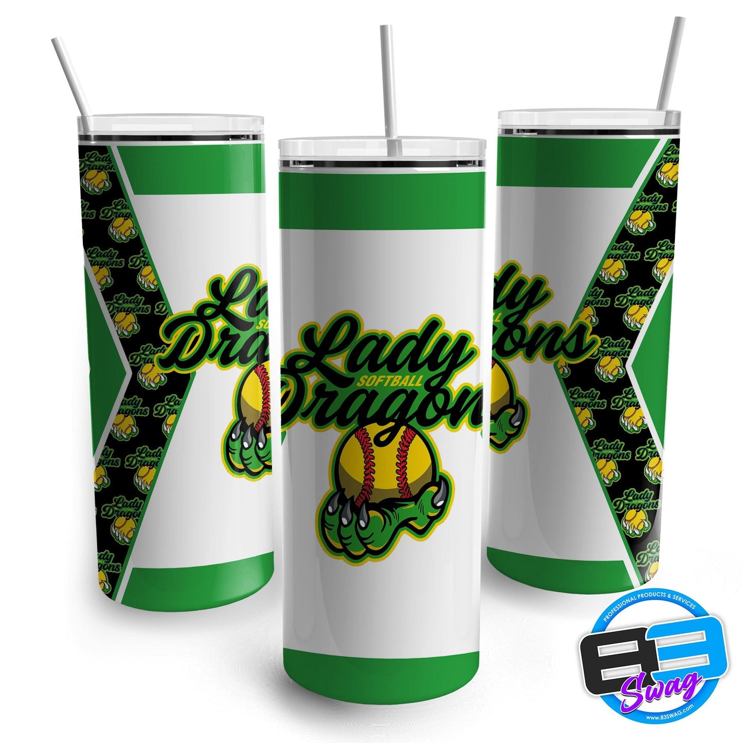 20oz Skinny Tumbler - Lady Dragons WHITE - 83Swag