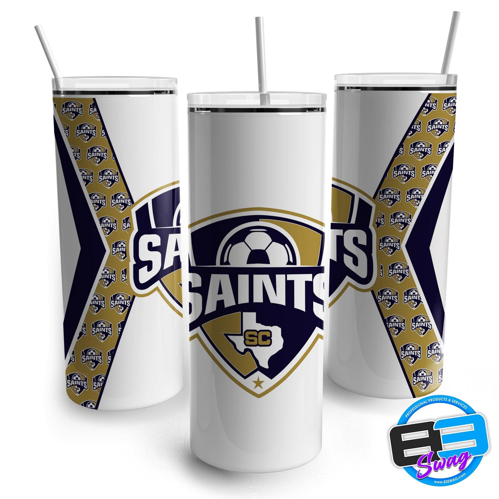 20oz Skinny Tumbler - SC Saints White - 83Swag