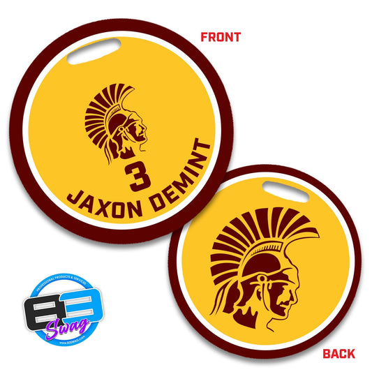 4" Circle Hard Acrylic Bag Tag - California PA Trojans - 83Swag