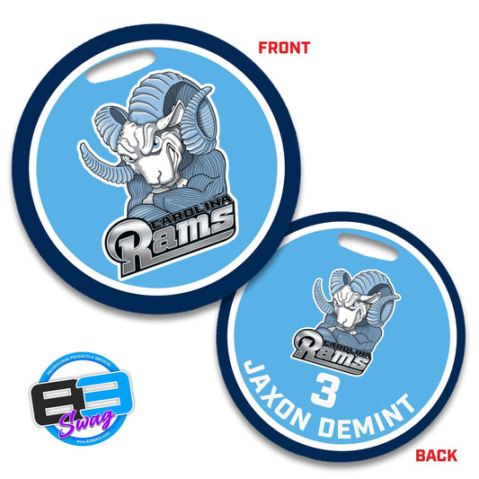 4" Circle Hard Acrylic Bag Tag - Carolina Rams - 83Swag