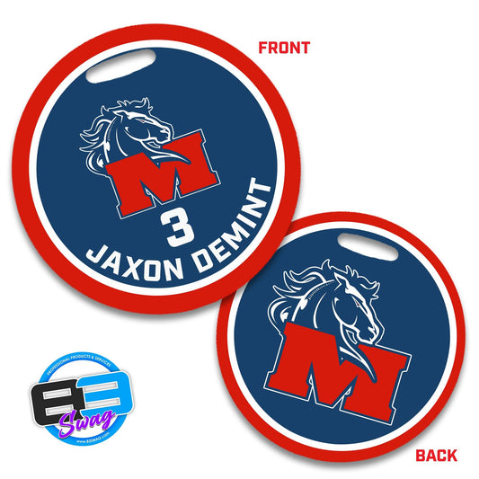 4" Circle Hard Acrylic Bag Tag - Indiana Mustangs - 83Swag