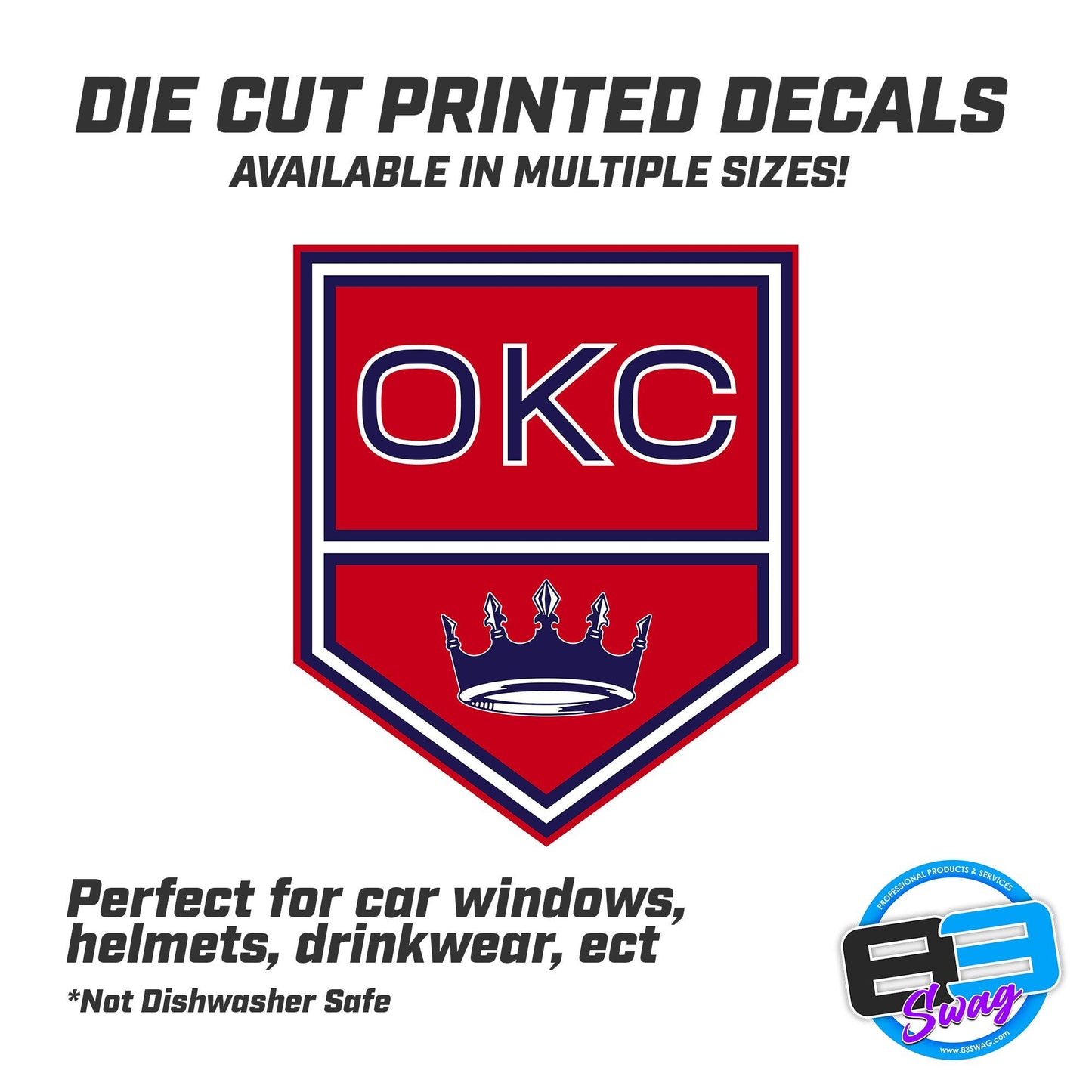 Oklahoma City Oil Kings Logo Vinyl Decal (Multiple Sizes) - 83Swag