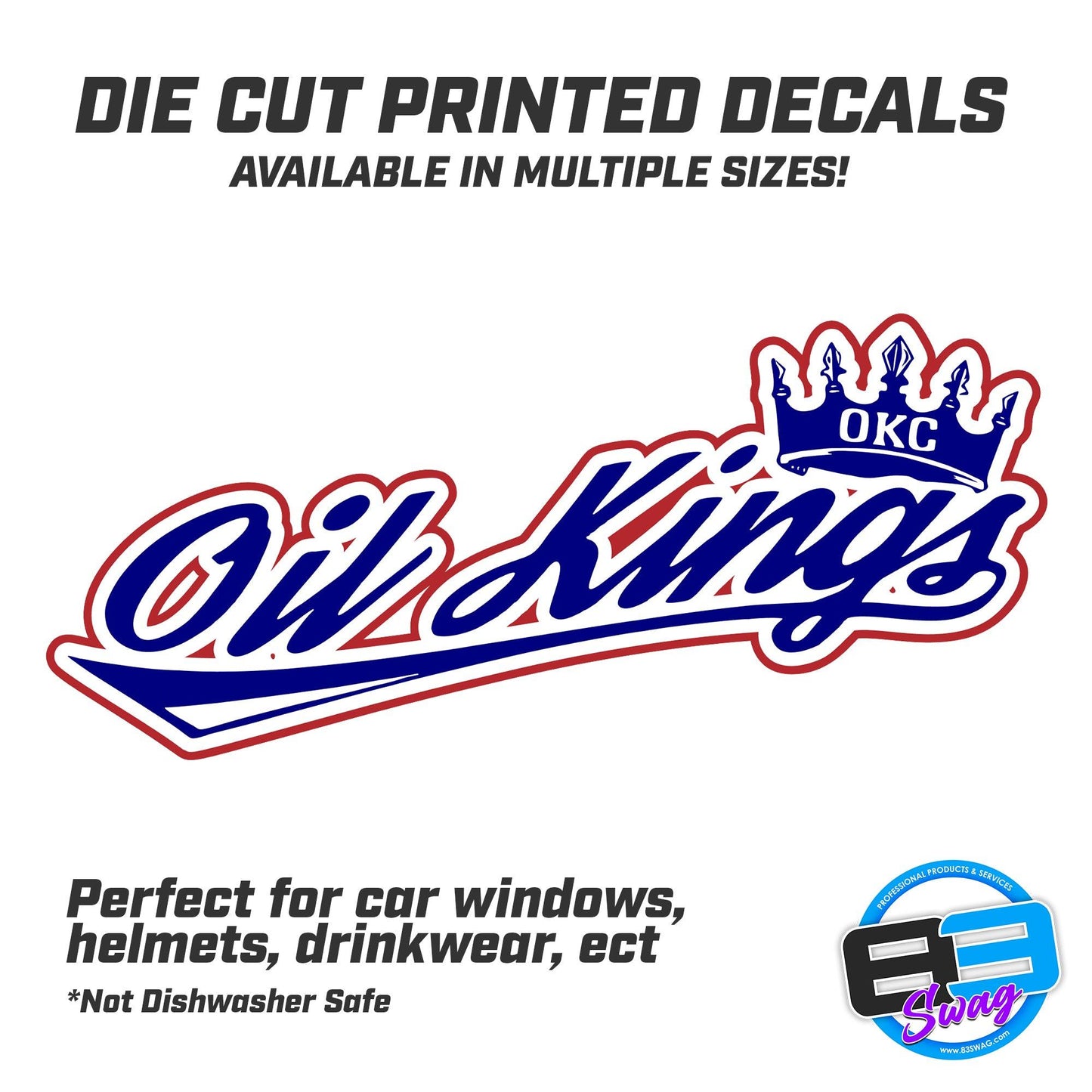 Oklahoma City Oil Kings Logo Vinyl Decal (Multiple Sizes) - 83Swag