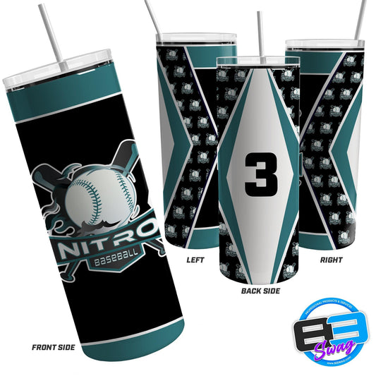 Skinny Tumbler - East TN Nitro Baseball - Black - 83Swag