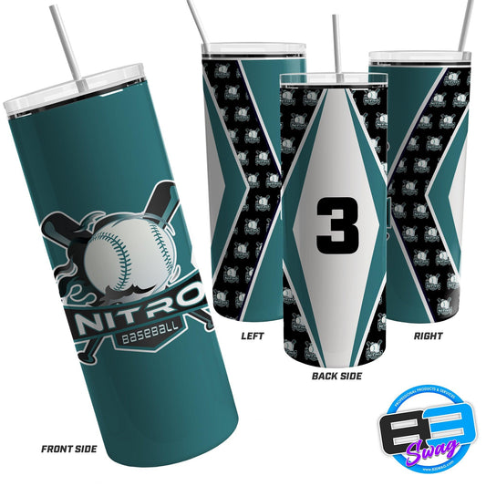 Skinny Tumbler - East TN Nitro Baseball - Teal - 83Swag